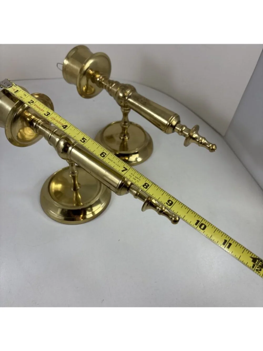 2 Vintage Solid Brass Candle Holders Wall Large Sconces Heavy India 9.5”